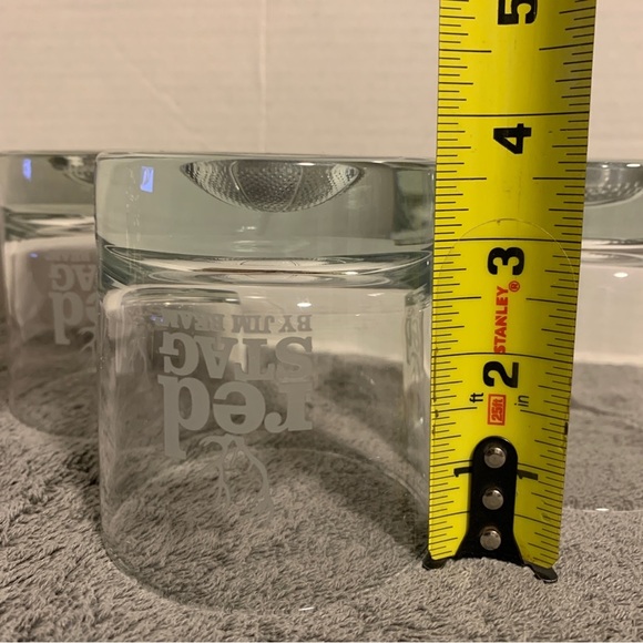 Vintage Red Stag By Jim Beam “Basketball Baseball Dimple” Rocks Glasses Set Of 3 - Picture 8 of 9